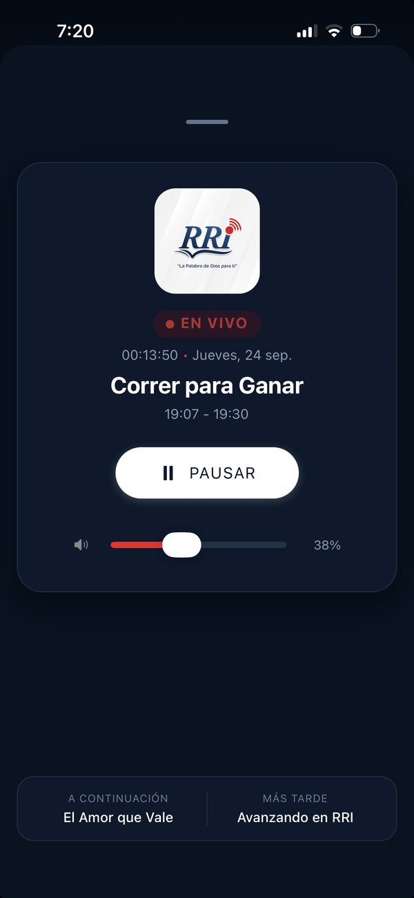 Reproductor de radio en vivo de RRI