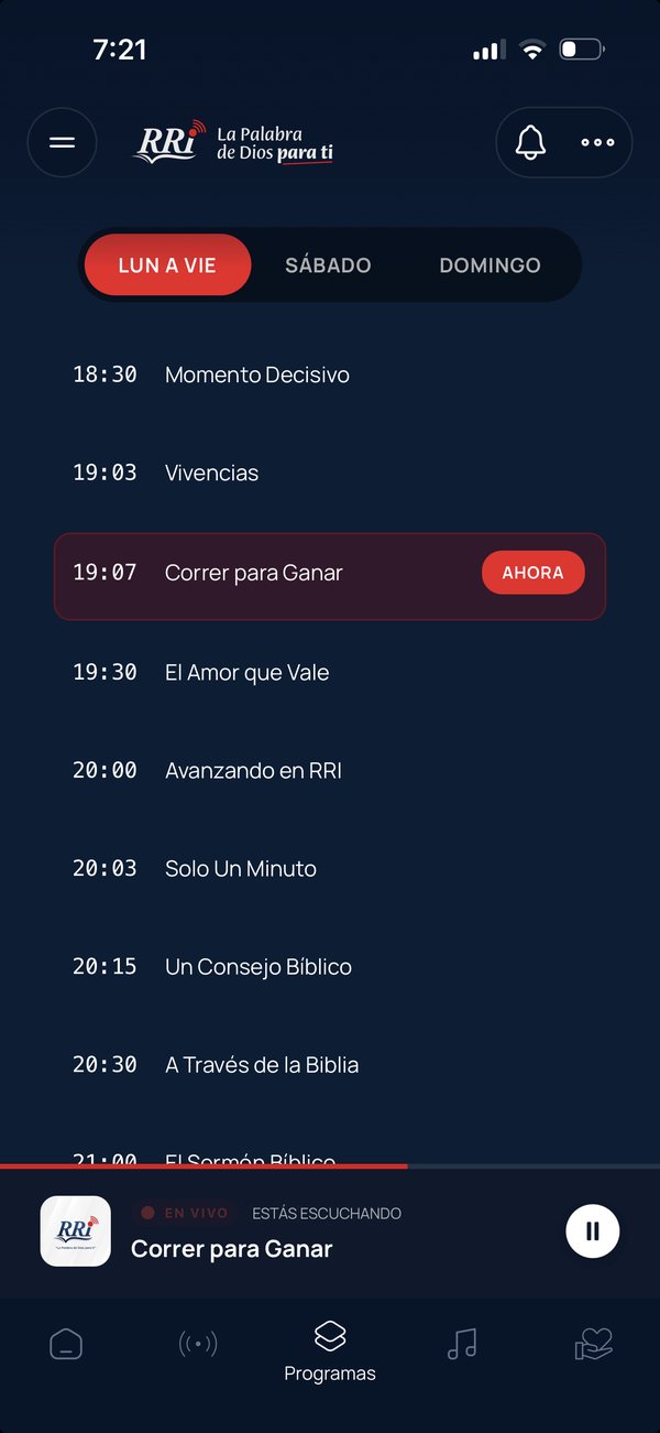 Programación diaria de RRI